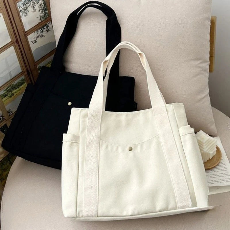 Large Capacity Canvas Tote Bag - Work, Commuting, and College Style Shoulder Bag