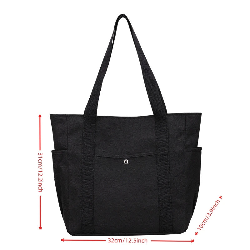 Large Capacity Canvas Tote Bag - Work, Commuting, and College Style Shoulder Bag