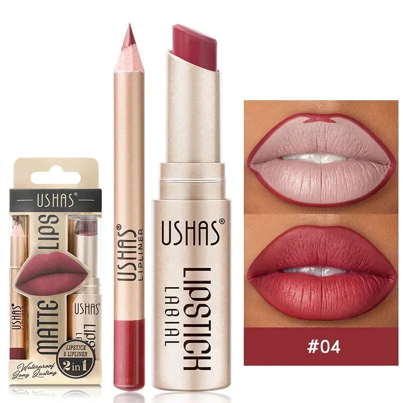 2-in-1 Waterproof Lipstick and Lip Liner Set